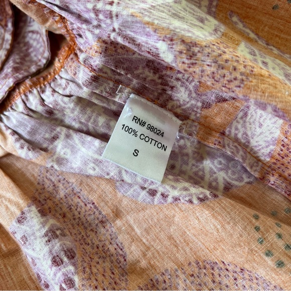 House of Harlow 1960 Orange Floral Bird Boho Tiered Mini Cotton Dress Size Small - Picture 4 of 7